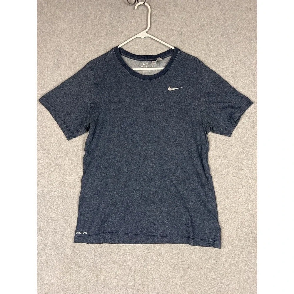 Nike Dri Fit Men's Large Blue Crew Neck Short Sleeve Workout Gym Tee